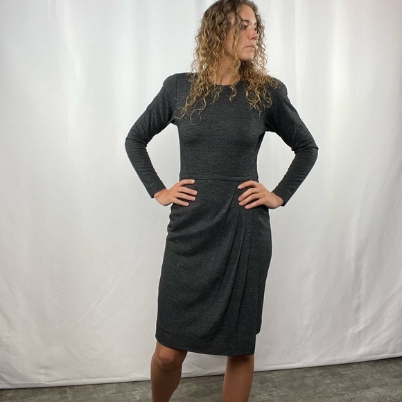 Vintage Jeannene Booher Wool Long Sleeve Dress in Grey‎ Size 0 - Picture 1 of 7
